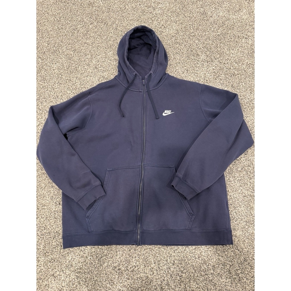 Nike Full Zip Hoodie Sweatshirt Blue Mens XXL Tech Hooded Long Sleeve 2XL